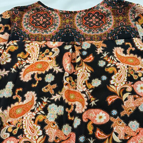 Figueroa & Flower Floral Paisley 3/4 Button Tunic Blouse Size L - Picture 6 of 7